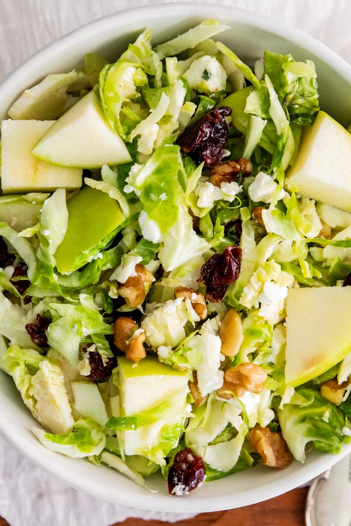 mix of sprouts cranberry, apples, goat cheese and walnuts