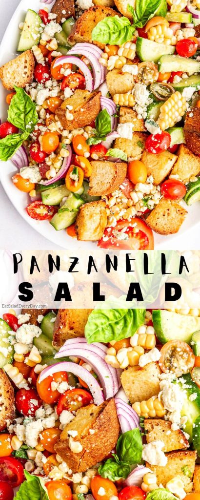 panzanella salad pinnable image with title text