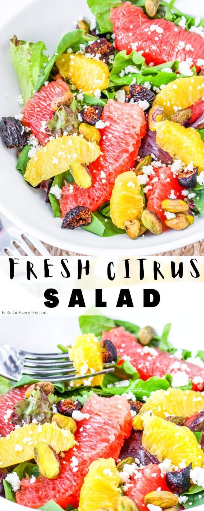 citrus salad recipe pinnable image with title text